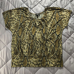 (M) Women's AGB Brown Snake Print Blouse